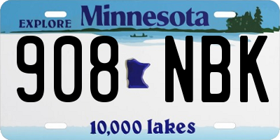 MN license plate 908NBK