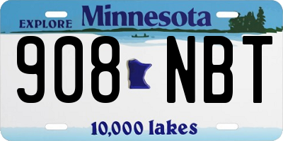 MN license plate 908NBT