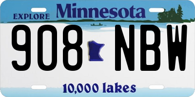 MN license plate 908NBW