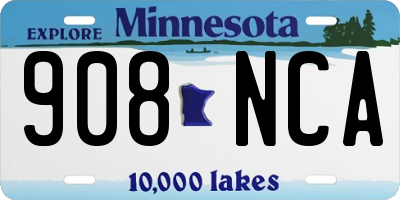 MN license plate 908NCA