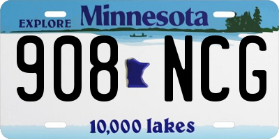 MN license plate 908NCG