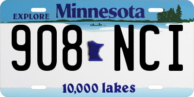 MN license plate 908NCI