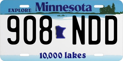 MN license plate 908NDD
