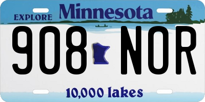 MN license plate 908NOR