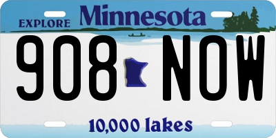 MN license plate 908NOW
