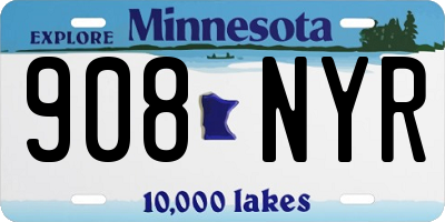 MN license plate 908NYR