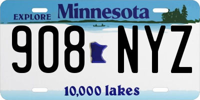 MN license plate 908NYZ