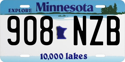 MN license plate 908NZB