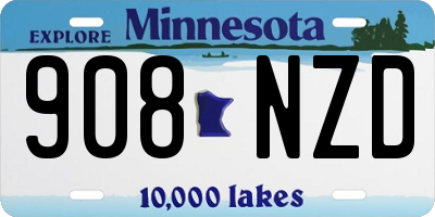 MN license plate 908NZD
