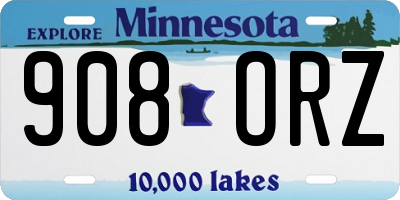 MN license plate 908ORZ