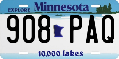 MN license plate 908PAQ