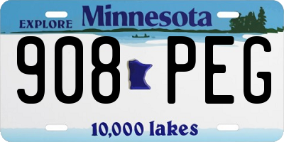 MN license plate 908PEG