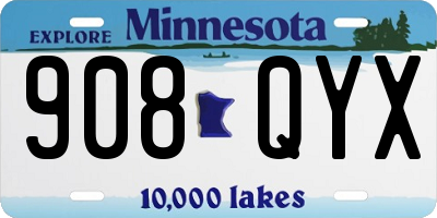 MN license plate 908QYX