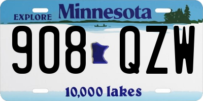 MN license plate 908QZW