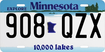 MN license plate 908QZX