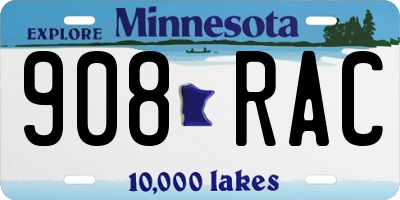 MN license plate 908RAC