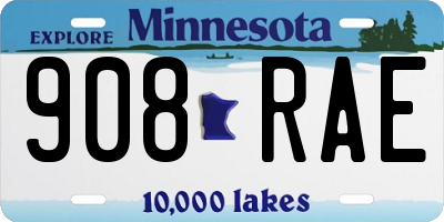 MN license plate 908RAE