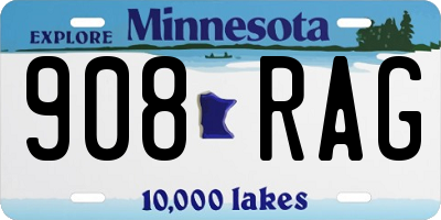 MN license plate 908RAG