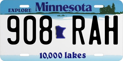 MN license plate 908RAH