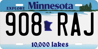 MN license plate 908RAJ