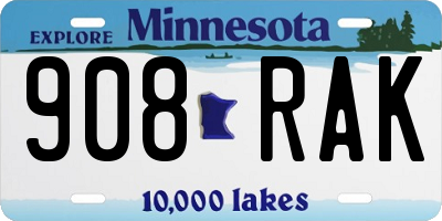 MN license plate 908RAK