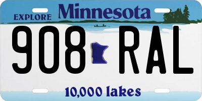 MN license plate 908RAL