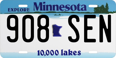 MN license plate 908SEN