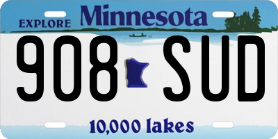 MN license plate 908SUD