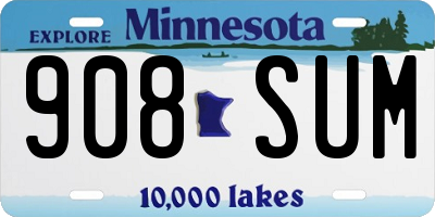 MN license plate 908SUM