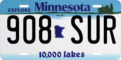 MN license plate 908SUR