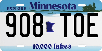 MN license plate 908TOE