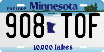 MN license plate 908TOF