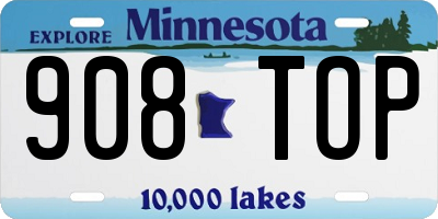 MN license plate 908TOP