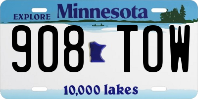 MN license plate 908TOW