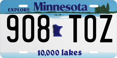 MN license plate 908TOZ