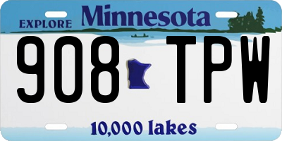 MN license plate 908TPW