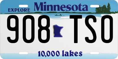 MN license plate 908TSO