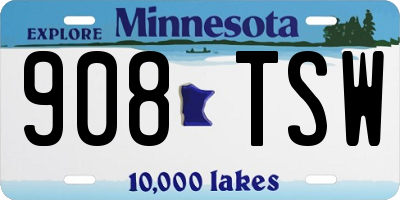 MN license plate 908TSW