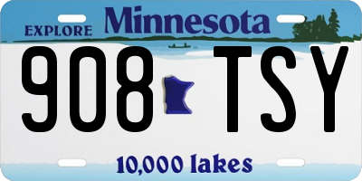 MN license plate 908TSY