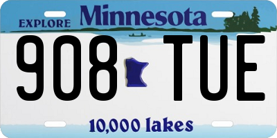 MN license plate 908TUE