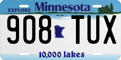 MN license plate 908TUX