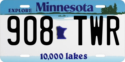 MN license plate 908TWR