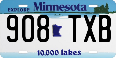 MN license plate 908TXB