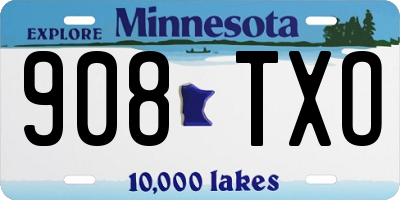 MN license plate 908TXO