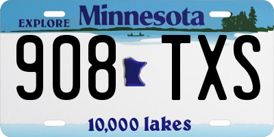 MN license plate 908TXS