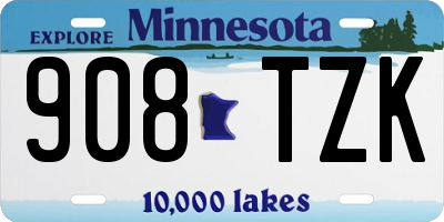 MN license plate 908TZK