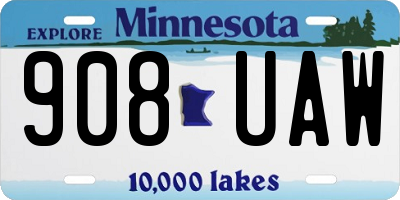MN license plate 908UAW