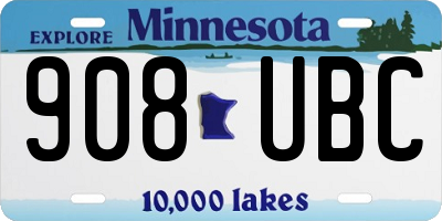 MN license plate 908UBC