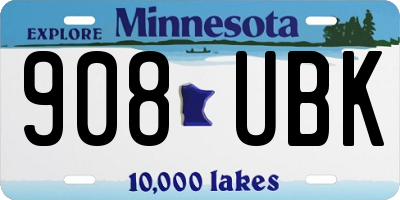 MN license plate 908UBK