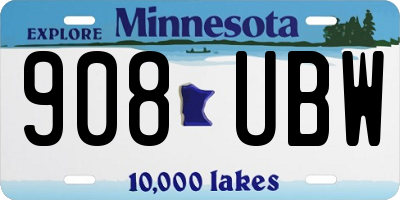 MN license plate 908UBW